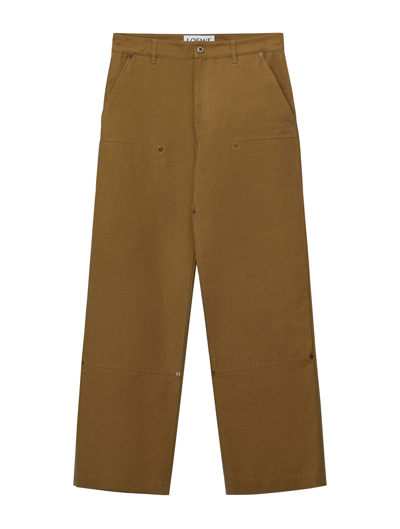 Shop Loewe Workwear Trousers In Cotton In Brown