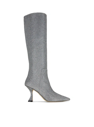 Shop Stuart Weitzman Xcurve 85 Slouch Boot In Grey