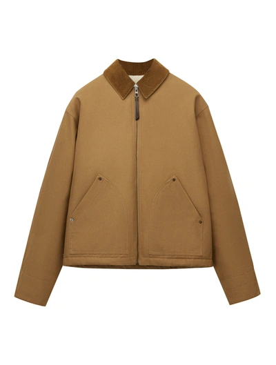 Shop Loewe Zipped Workwear Jacket In Cotton In Brown