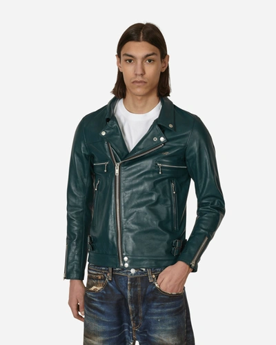 Shop Undercover Leather Rider Jacket In Green
