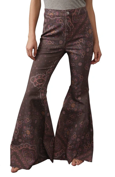 Shop Free People We The Free Just Float On Flare Leg Jeans In Chocolate Combo