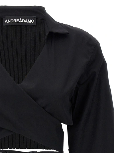 Shop Andreädamo 'criss Cross' Cropped Shirt