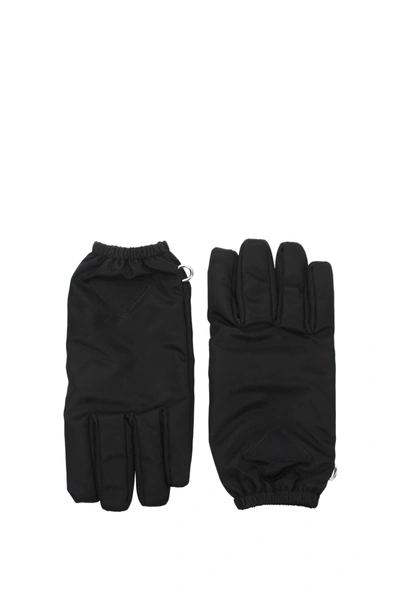 Shop Prada Gloves Recycled Nylon Black