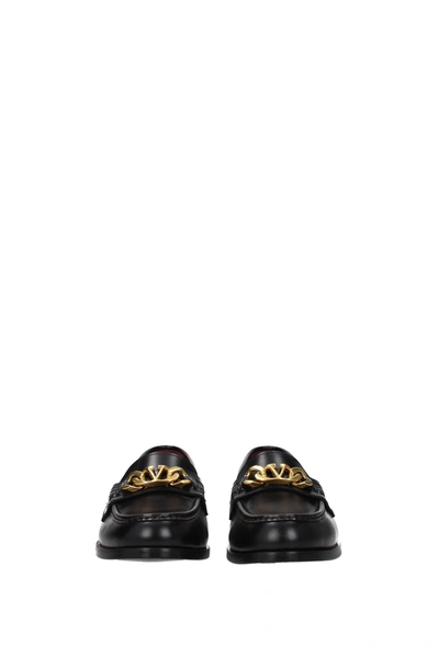 Shop Valentino Loafers Vlogo Leather Black