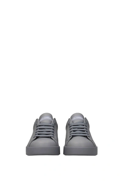 Shop Dolce & Gabbana Sneakers Leather Gray Anthracite