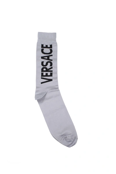Shop Versace Socks Viscose Gray Light Grey
