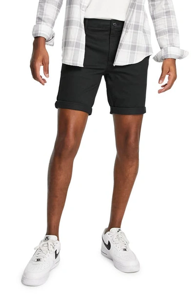 Shop Topman Skinny Chino Shorts In Black