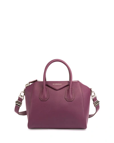 Givenchy Antigona Small Sugar Goatskin Satchel Bag, Dark Purple