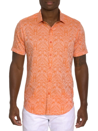 Shop Robert Graham Highland Short Sleeve Button Down Shirt In Orange