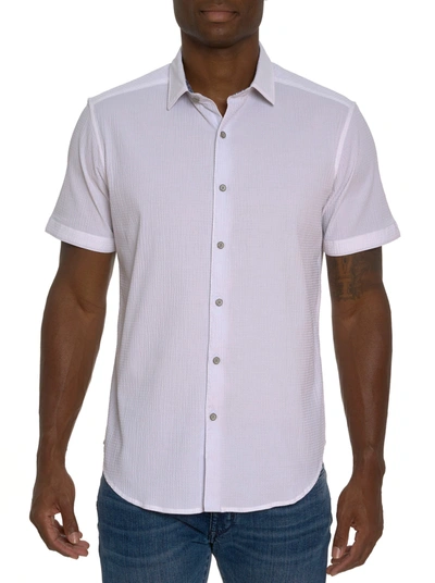 Robert Graham Shark Bite Short Sleeve Button Down Shirt In White