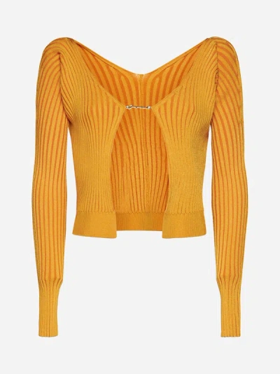 Shop Jacquemus Pralu Viscose-blend Cardigan In Light Orange