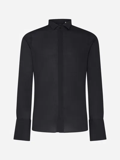 Shop Tagliatore Cotton Shirt In Black