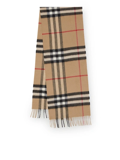 Shop Burberry Classic Check Cashmere Scarf In Nude & Neutrals