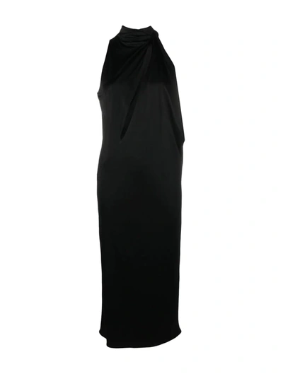 Shop Versace Midi Dress In Black