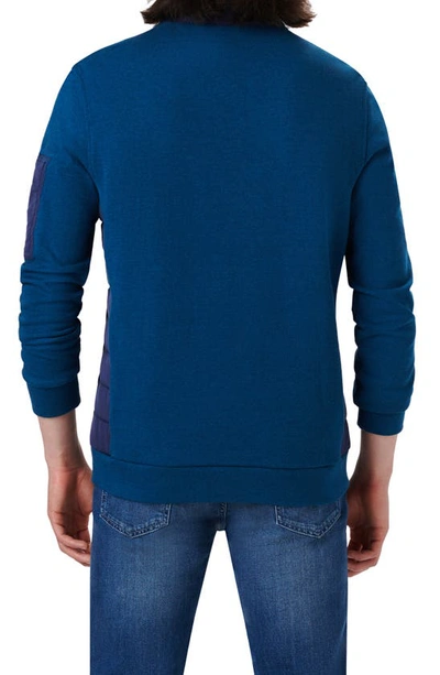 Shop Bugatchi Mixed Media Quarter Zip Pullover In Opal Blue