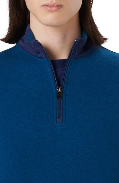 Shop Bugatchi Mixed Media Quarter Zip Pullover In Opal Blue