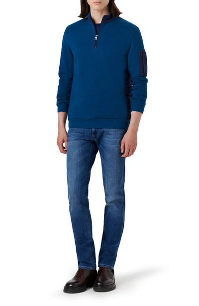 Bugatchi Men's Mixed Nylon Knit Quarter-zip Sweater In Opal Blue
