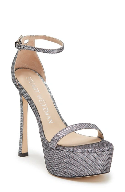 Shop Stuart Weitzman Nudistcurve Hollywood Platform Sandal In Gunmetal