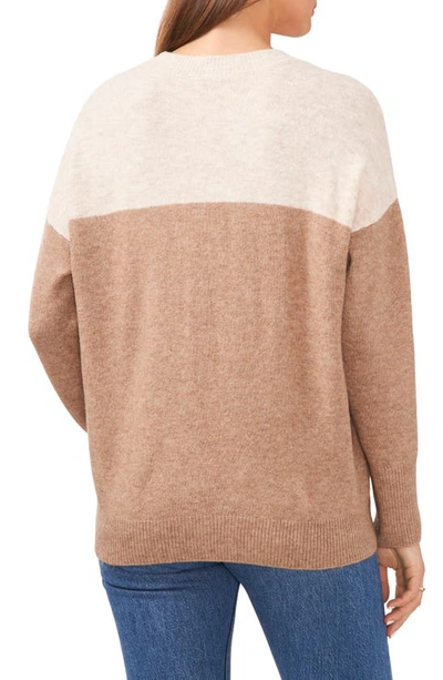 Shop Vince Camuto Extended Shoulder Colorblock Sweater In Taupe