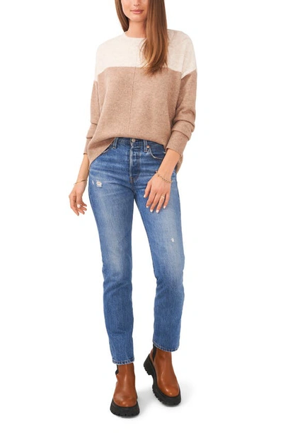Shop Vince Camuto Extended Shoulder Colorblock Sweater In Taupe