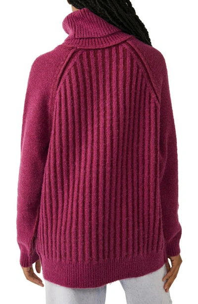 Shop Free People Big City Turtleneck Sweater In Mulberry Garnet Com