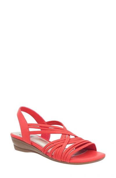 Shop Impo Ressie Elastic Strap Wedge Sandal In Hot Coral