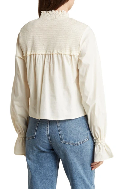 Shop Weworewhat We Wore What Smocked Long Sleeve Blouse In Whisper White