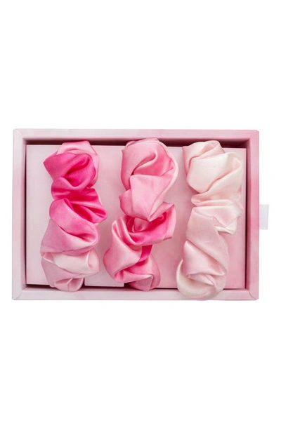 Blissy 3-pack Silk Scrunchies In Pink Tie Dye