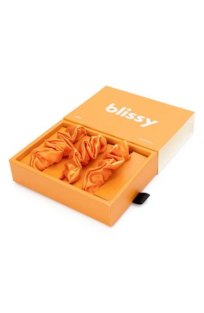 Blissy 3-pack Silk Scrunchies In Coral