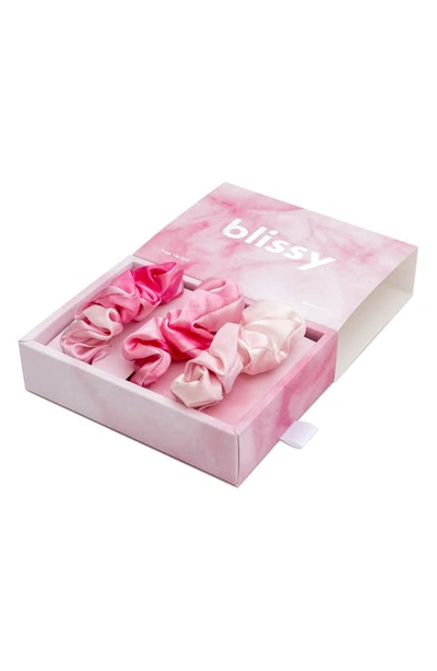 Blissy 3-pack Silk Scrunchies In Pink Tie Dye