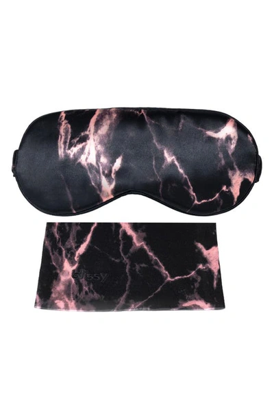 Shop Blissy Silk Sleep Mask In Rose Black Marble