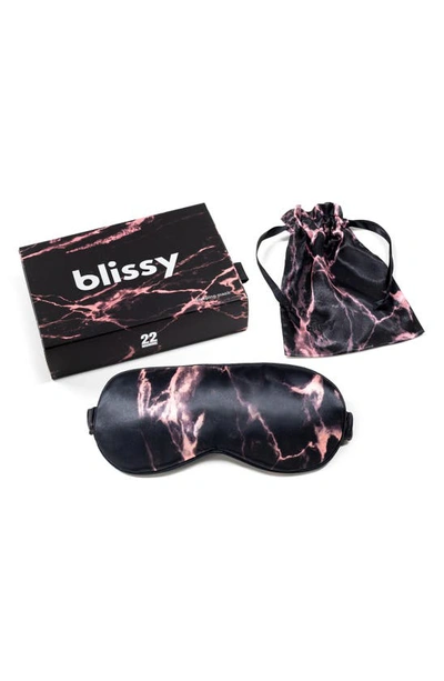 Blissy Silk Sleep Mask In Rose Black Marble