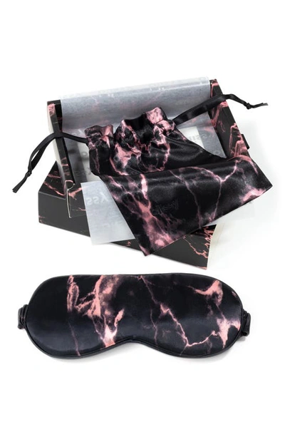 Shop Blissy Silk Sleep Mask In Rose Black Marble