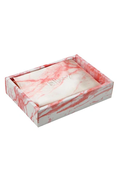 Shop Blissy Mulberry Silk Pillowcase In Rose White Marble