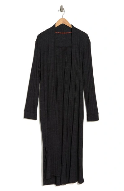 Shop Baea Ribbed Knit Long Line Duster Cardigan In Black