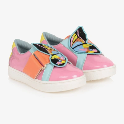 Shop Sophia Webster Mini Girls Pink Leather Velcro Butterfly Trainers