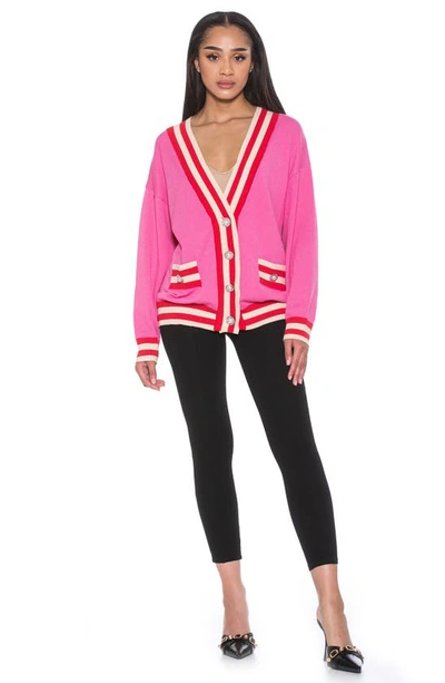 Shop Alexia Admor Frances Stripe Trim Cardigan In Pink
