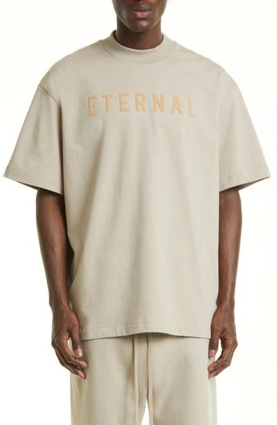 Shop Fear Of God Eternal Cotton Graphic T-shirt In Dusty Beige