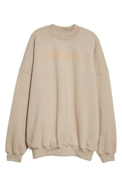 Shop Fear Of God Eternal Appliqué Cotton Fleece Sweatshirt In Dusty Beige