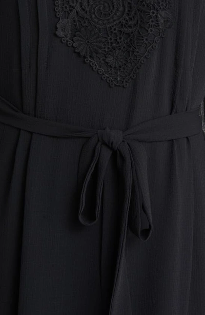 Shop Kobi Halperin Linda Lace Long Sleeve Crepe Dress In Black
