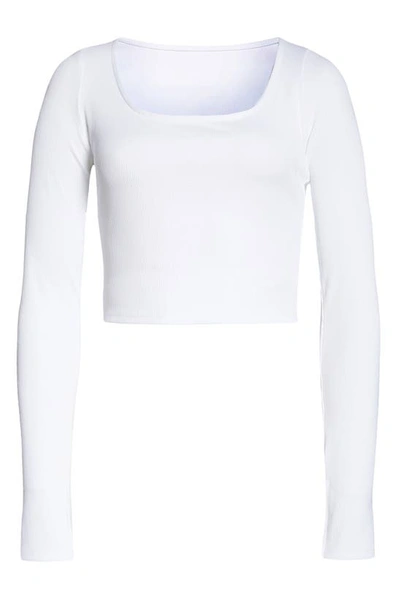 Shop Alo Yoga Long Sleeve Alosoft Rib Crop Top In White