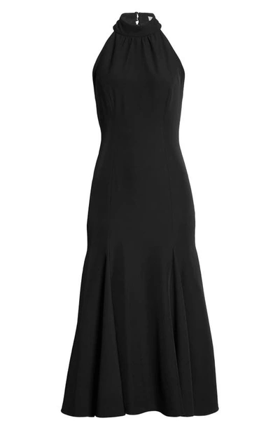Shop Milly Penelope Halter Backless Midi Dress In Black