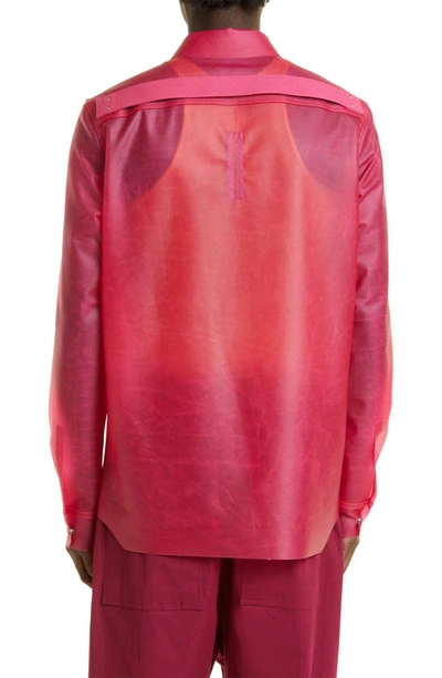 Shop Rick Owens Fogpocket Leather Overshirt In Hot Pink