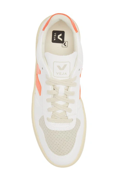 Shop Veja V-10 Low Top Sneaker In White Orange-fluo