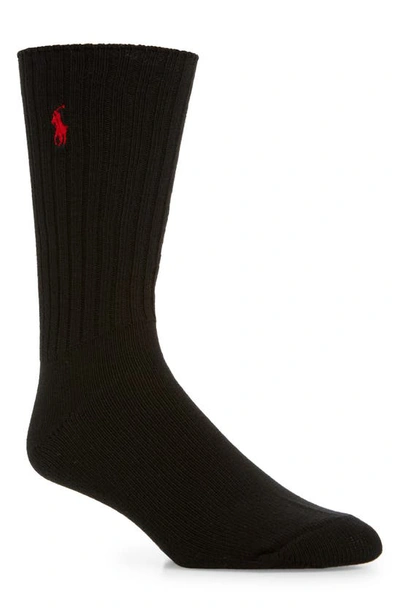 Shop Polo Ralph Lauren Rib Crew Socks In Black