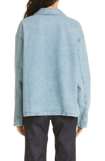Nili Lotan Harper Cotton-linen Denim Shirt In Light Wash