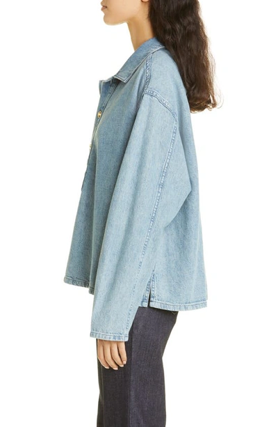 Nili Lotan Harper Cotton-linen Denim Shirt In Light Wash