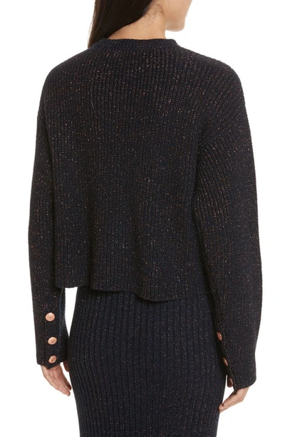 Shop Rag & Bone Leyton Metallic Knit Merino Wool Blend Sweater In Navy