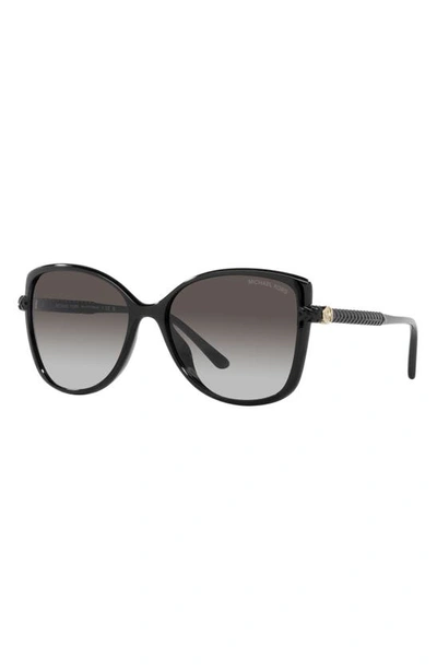 Michael Kors Malta 57mm Gradient Butterfly Sunglasses In Black