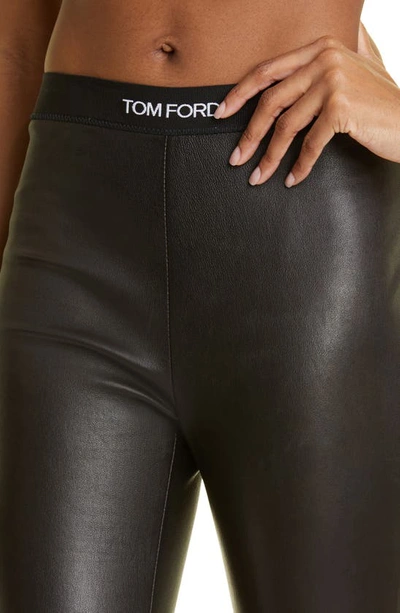 Shop Tom Ford Lambskin Leather Ankle Zip Leggings In Black